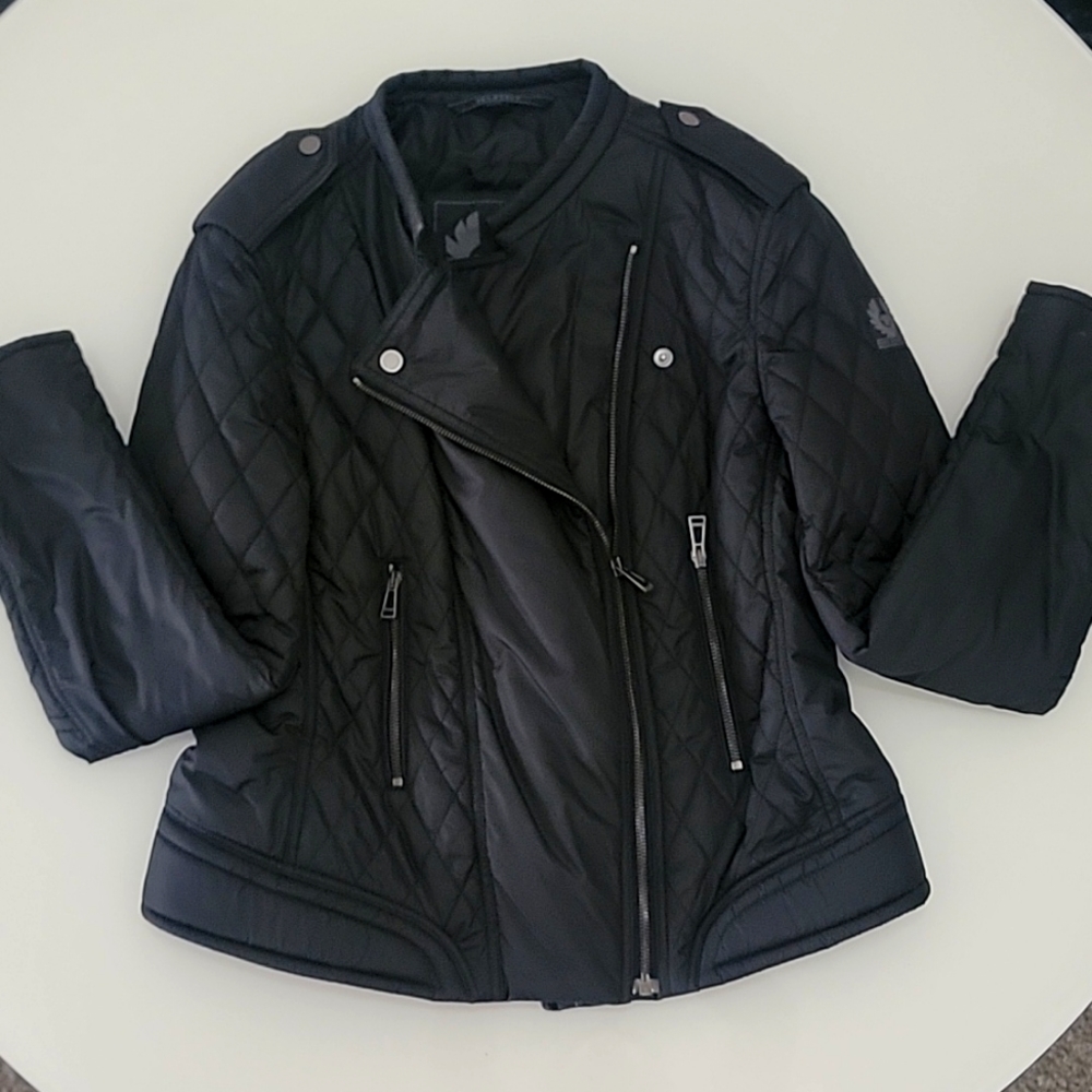 Belstaff black puffer moto coat